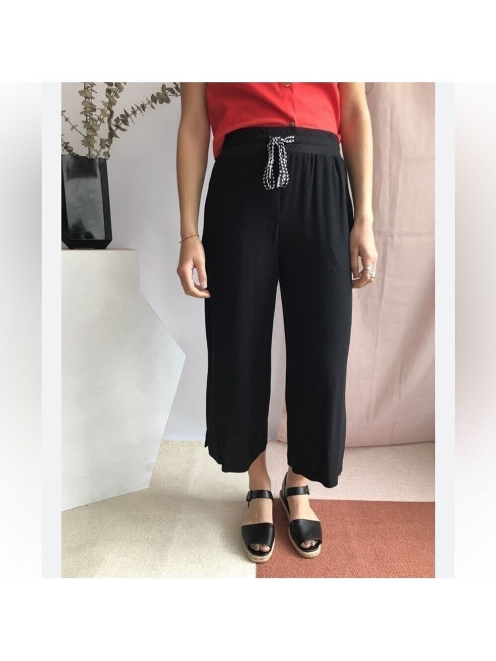 Melissa Nepton Irys Wide Leg Crop Pant in Black